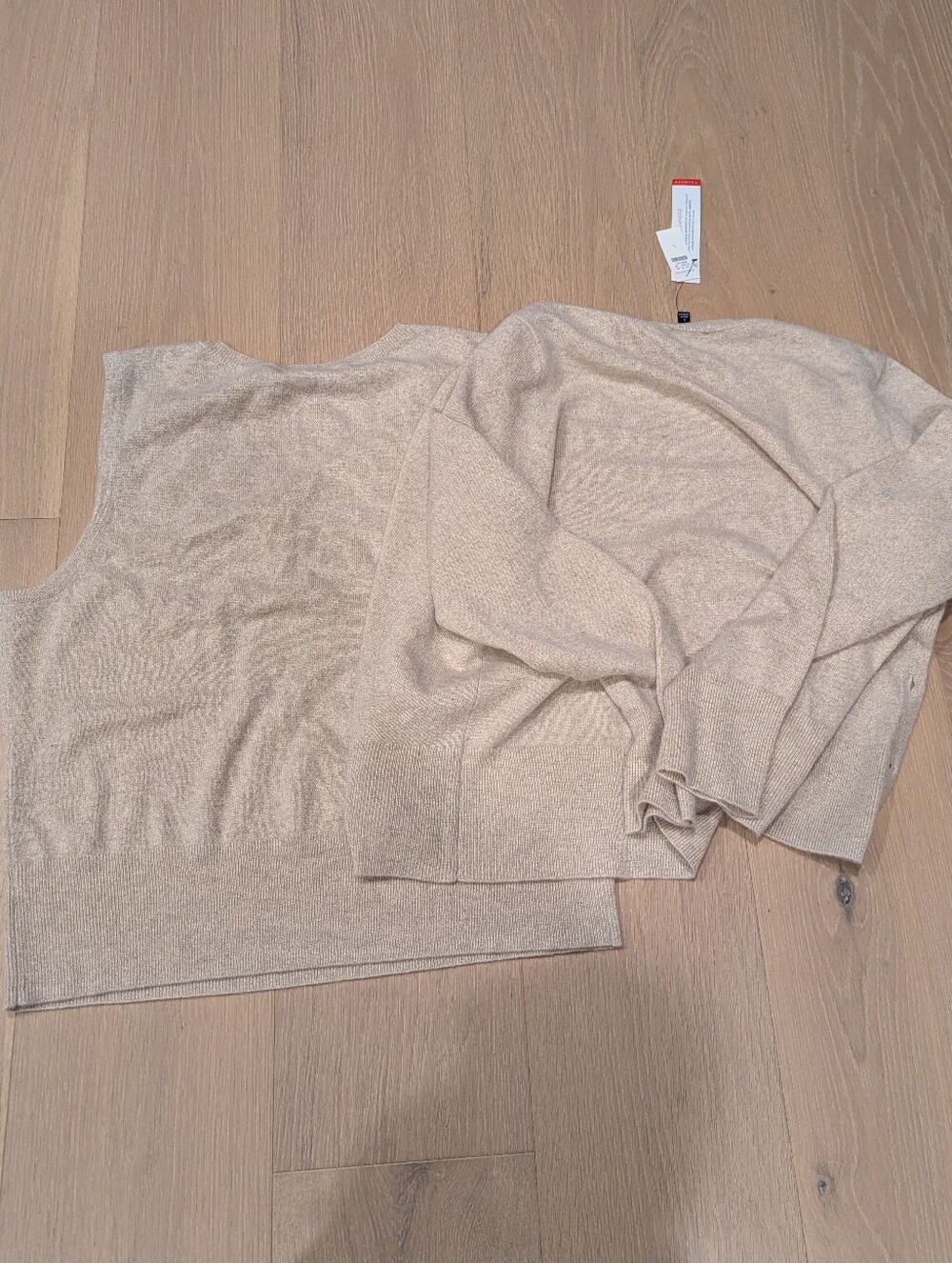 Classic Cashmere Beige Button Cardigan Sweater Set - Picture 2 of 9